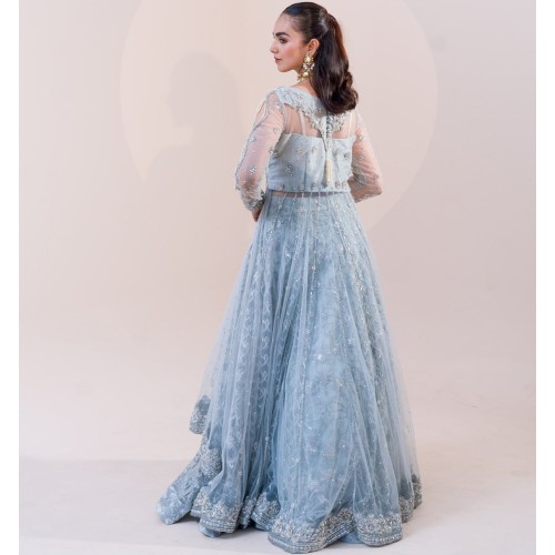 Baby Blue Eyes Stokesia Gown and Lehenga