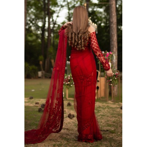 Burgundy Stokesia Saree Burgundy Stokesia Saree