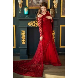 Burgundy Stokesia Saree