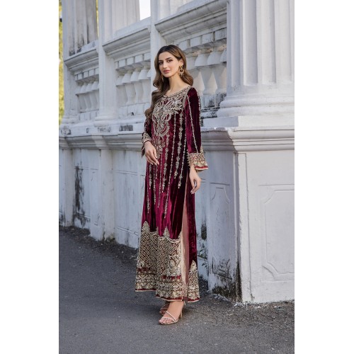 Maroon Stokesia Trousers Suit