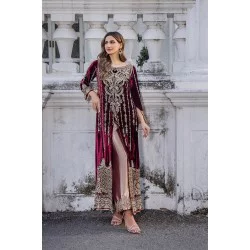 Maroon Stokesia Trousers Suit