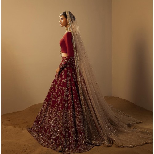 Burgundy Peony Lehenga Choli Burgundy Peony Lehenga Choli