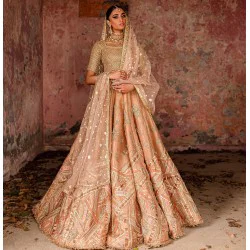 Vivid Tangerine Peony Lehenga Choli