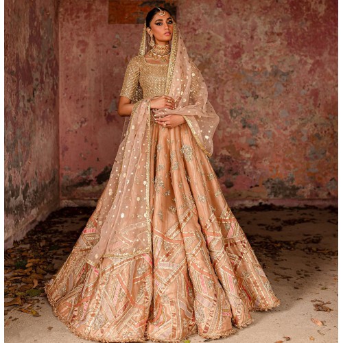 Vivid Tangerine Peony Lehenga Choli