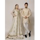 Off White Argus Gown and Lehenga