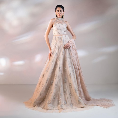 Cosmic Latte Peony Lehenga