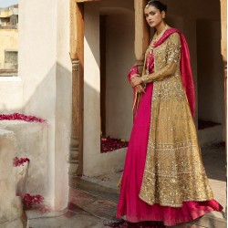 Satin Sheen Gold Zephyr Jacket and Lehenga