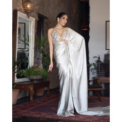 Mint Cream Syringa Saree