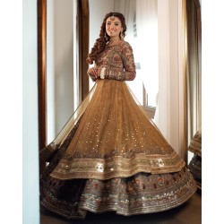 Sultry Beige and Copper Lily Pishwas and Lehenga