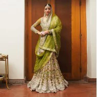 Olive Balsam Shirt and Lehenga