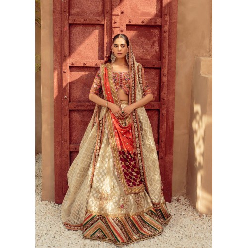 Chocolate Antique Gold Crocus Choli Lehenga