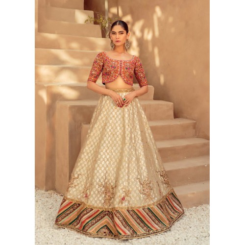 Chocolate Antique Gold Crocus Choli Lehenga