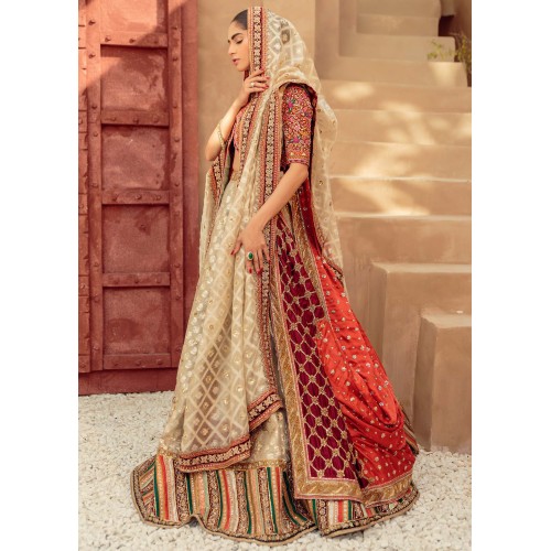 Chocolate Antique Gold Crocus Choli Lehenga