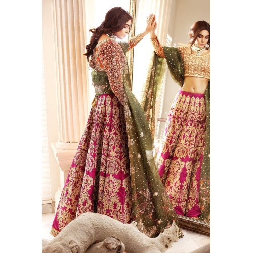 Burnt Orange and Rose Red Amaryllis Lehenga Choli Burnt Orange and Rose Red Amaryllis Lehenga Choli