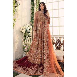 Coral and Rosewood Amaryllis Gown and Lehenga