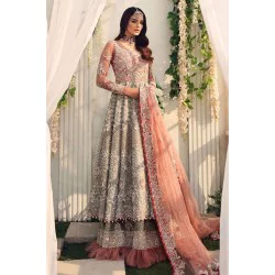 Vivid Tangerine and Silver Chalice Amaryllis Gown and Lehenga