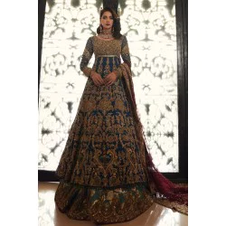 Deep Teal Amaryllis Gown and Lehenga
