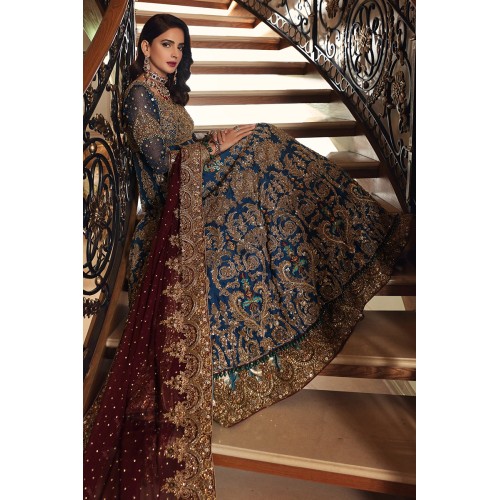 Deep Teal Amaryllis Gown and Lehenga