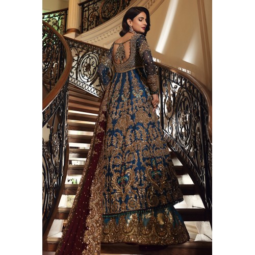 Deep Teal Amaryllis Gown and Lehenga