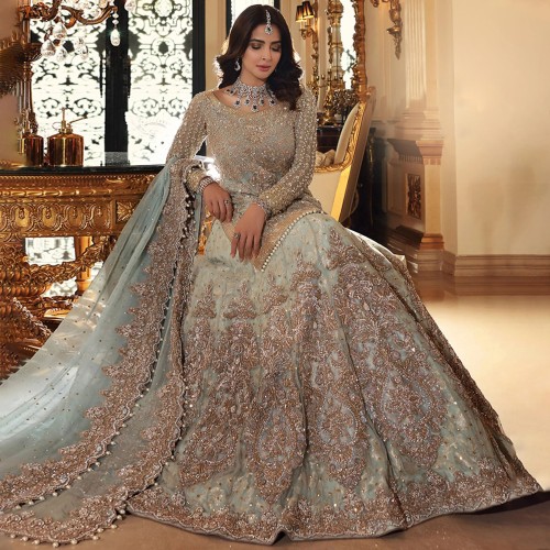 Aqua Ice Nude Amaryllis Lehenga Aqua Ice Nude Amaryllis Lehenga
