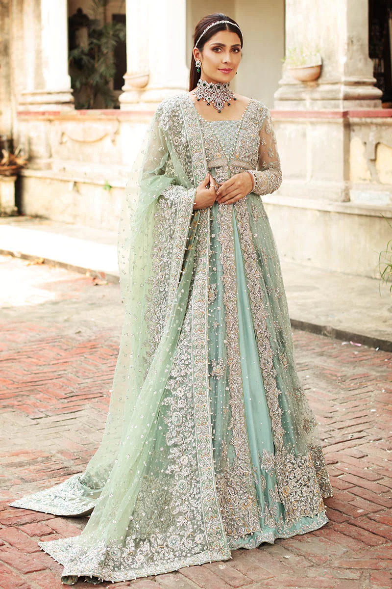 Pale Robin Egg Blue Amaryllis Gown and Lehenga