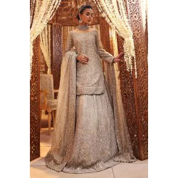 Pale Silver Amaryllis Lehenga