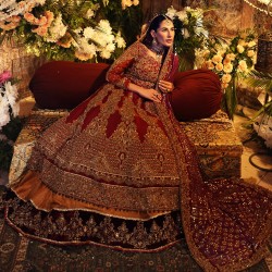 Auburn Amaryllis Pishwas and Lehenga