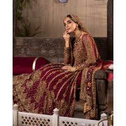 Dark Scarlet Amaryllis Gown and Lehenga