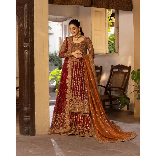 Vermillion Amaryllis Farshi Lehenga