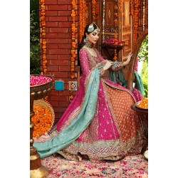 Vivid Cerise Amaryllis Kalidaar with Orange Lehenga Vivid Cerise Amaryllis Kalidaar with Orange Lehenga