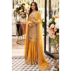 Amber Yellow Amaryllis Gharara for Mehndi Mayun