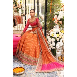 Magenta Amaryllis Choli with Orange Lehenga Magenta Amaryllis Choli with Orange Lehenga