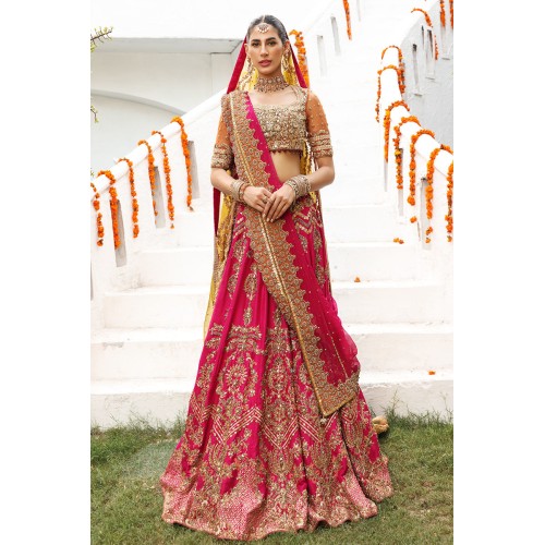 Orange Amaryllis Choli with Rose Lehenga Orange Amaryllis Choli with Rose Lehenga
