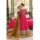Raspberry Amaryllis Pishwas with Golden Brown Lehenga