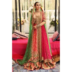 Radical Red Amaryllis Pishwas with Chatta Patti Lehenga