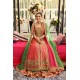 Radical Red Amaryllis Pishwas with Chatta Patti Lehenga