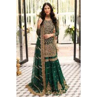 Dark Green Amaryllis Shirt and Gharara