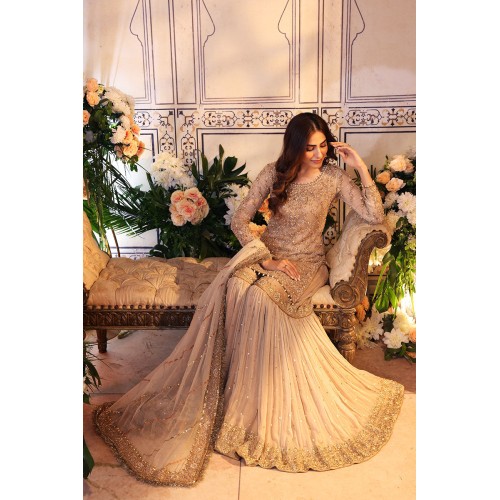 Champagne Pink Amaryllis Shirt and Gharara