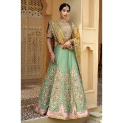 Fairytale Amaryllis Choli with Eton Blue Lehenga