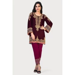 Maroon Amaryllis Velvet Shirt and Trousers