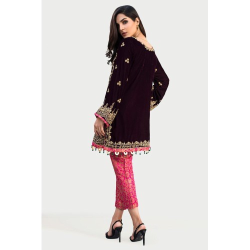 Dark Purple Amaryllis Velvet Shirt and Deep Pink Capri Pants