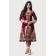 UP Maroon Amaryllis Velvet Gown and Cropped Pants
