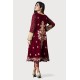 UP Maroon Amaryllis Velvet Gown and Cropped Pants