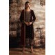 Deep Maroon Amaryllis Velvet Long Shirt with Capri Pants