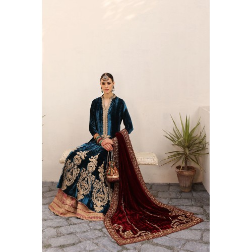 Deep Sapphire Blue Amaryllis Kalidaar with Sharara Deep Sapphire Blue Amaryllis Kalidaar with Sharara