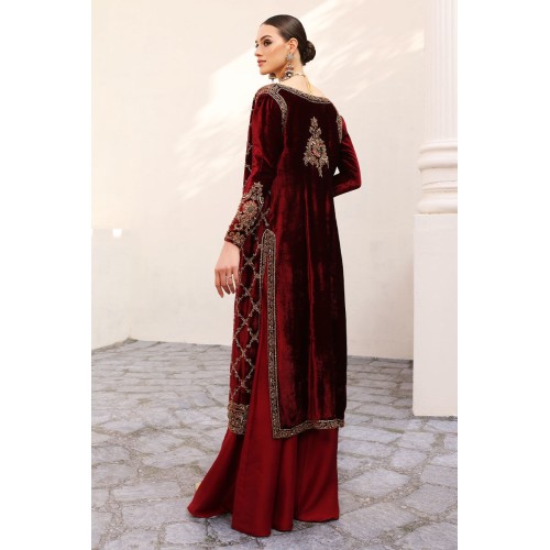 Cherry Amaryllis Velvet Jacket with Sharara