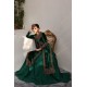 Brunswick Green Amaryllis Velvet Jacket with Lehenga