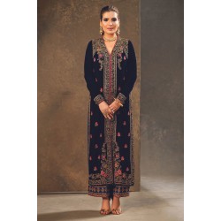 Deep Sapphire Amaryllis Velvet Jacket and Pants