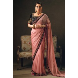 Sweet Pink Amaryllis Chiffon Saree