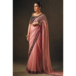Sweet Pink Amaryllis Chiffon Saree